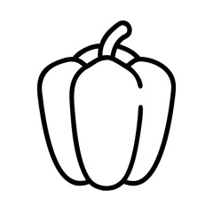 Vector outline drawing of fresh bell pepper vegetable for healthy food and cooking designs