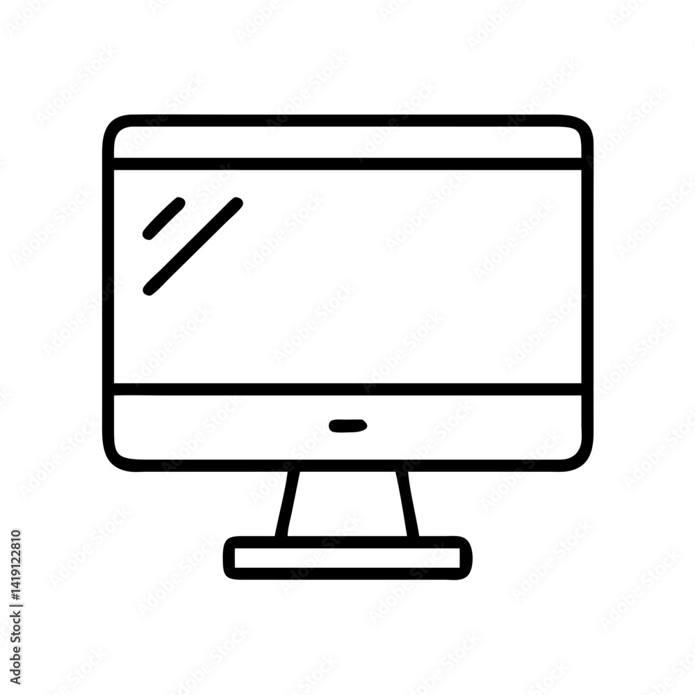 Poster computer monitor screen display vector icon for desktop pc and workstation design element use 90