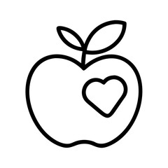 Apple fruit with heart drawing vector icon illustration healthy food love outline design graphic