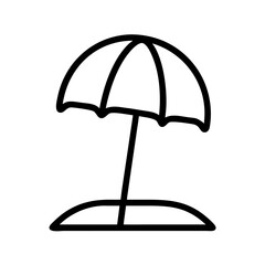 Beach umbrella vector icon summer vacation symbol sunshade parasol outline drawing design graphic art