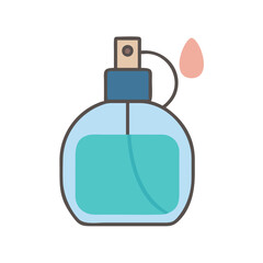 Cartoon Perfume Bottle with Drop on Black Background