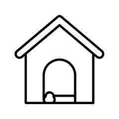 Dog house outline vector illustration, pet shelter drawing, simple kennel graphic design element
