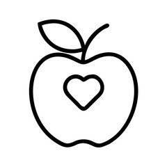 Apple with heart vector icon illustration symbol of love healthy food and nutrition design