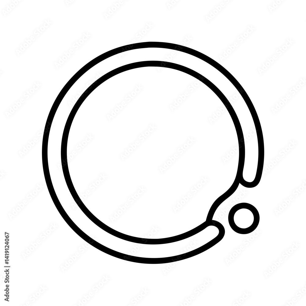 Poster abstract vector graphic of a double ring with a small circle design element line art icon