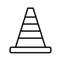 Traffic cone vector icon illustration, road safety equipment, construction cone outline drawing