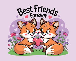 2d vector illustration card happy celebration day best friend forever design printable with lettering and design element 
