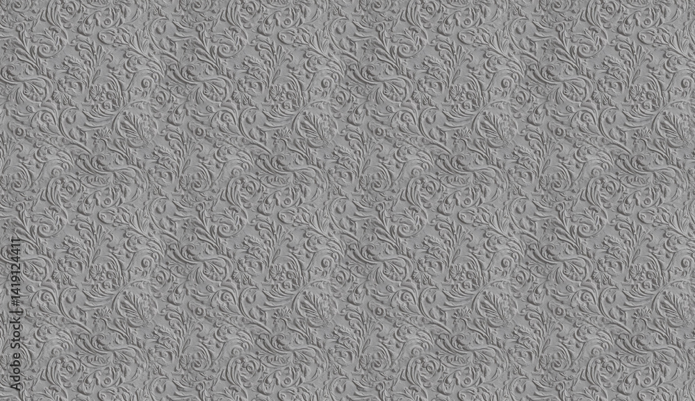 Poster gray seamless floral damask pattern creating an elegant gray background for various design purposes