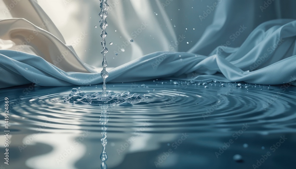 Poster water droplet splashing on smooth surface indoor setting high-quality image calm environment close-u