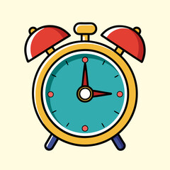 Cartoon alarm clock illustration showing the time is three o'clock