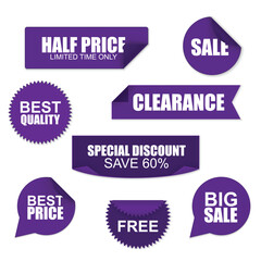 Set of new stickers, sale tags and labels.