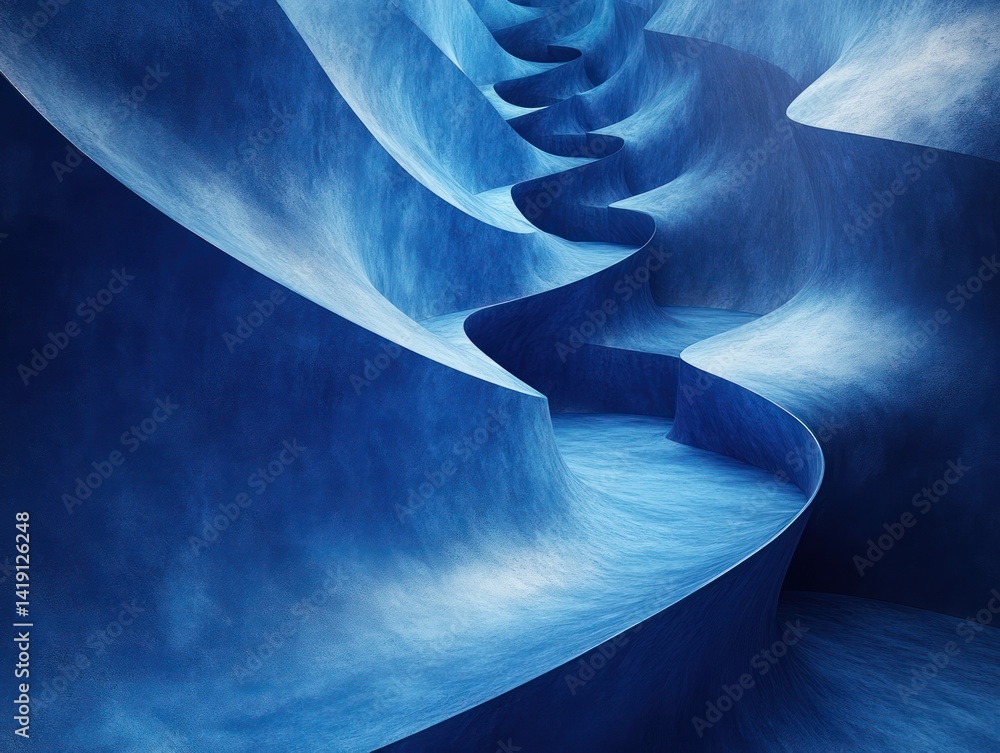 Poster abstract deep blue gradient background with modern geometric shapes and sleek minimalistic design