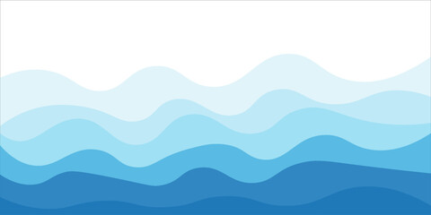 Sea waves layered vector background illustration and sea beach vector illustration.