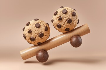 Chocolate chip cookie assembly line in motion bakery food production studio close-up artistry