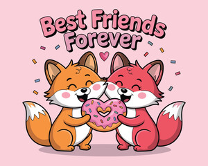 2d vector illustration card happy celebration day best friend forever design printable with lettering and design element 
