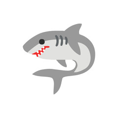 Cartoon shark isolated on white background. Vector illustration of shark. 