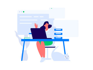 Programming teaching development flat character vector concept operation hand drawn illustration
