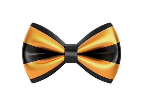 Elegant Black and Gold Striped Bow Tie Design, 3D Render of a Classic Accessory with a Modern Twist, Perfect for Special Occasions or Festive Celebrations