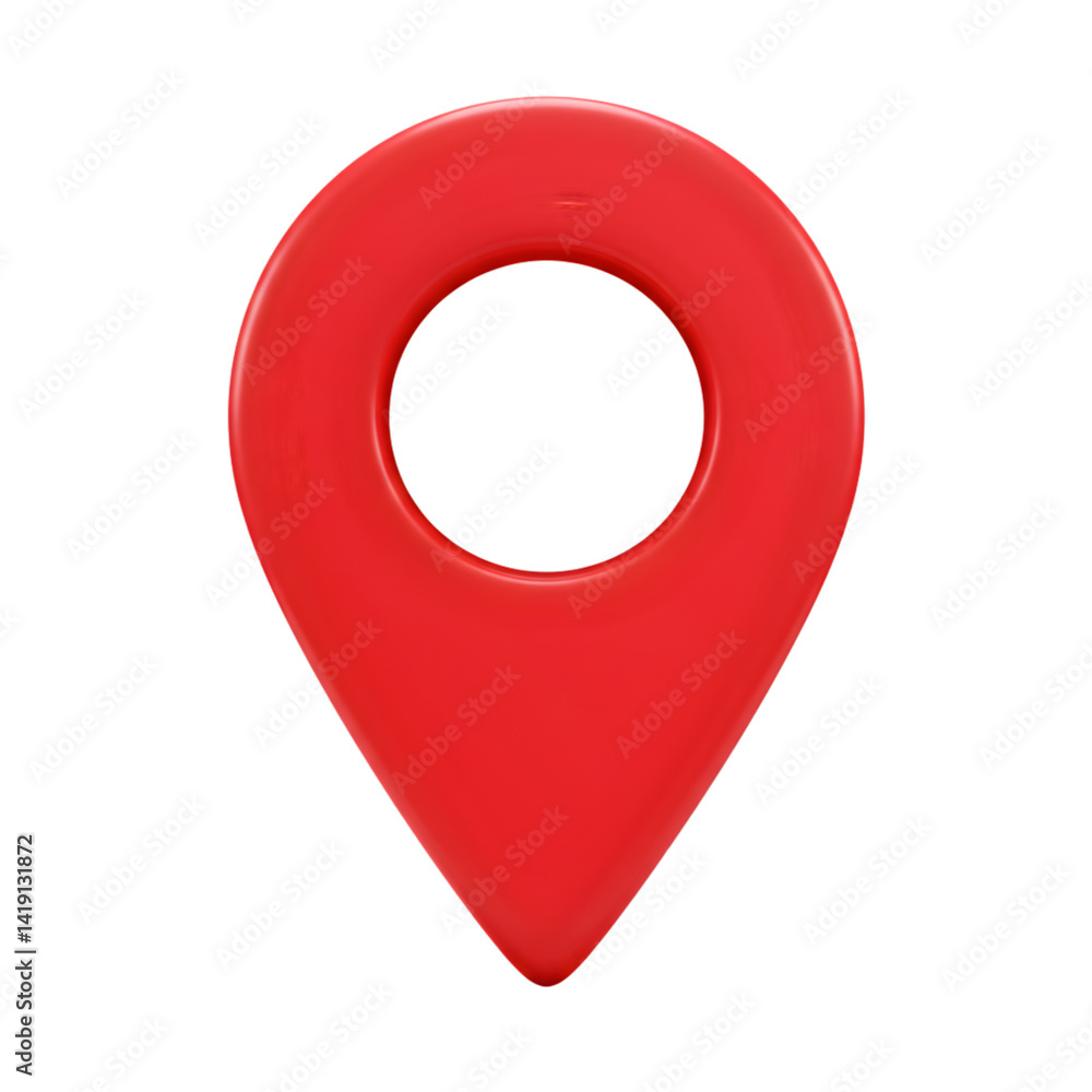 Poster create red map pointer with transparent background in 3d