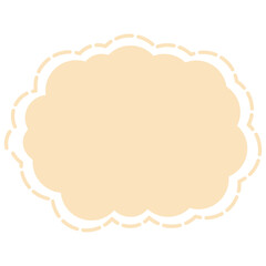 Scalloped round label with a pastel cream center and orange stitched border. Perfect for packaging, crafts, logos, or text placement in vintage or handmade-style designs.