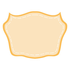 Ornate yellow vintage label frame with stitched border. Perfect for product packaging, invitations, certificates, or decorative designs. Blank template for stylish text, branding, or creative layout.