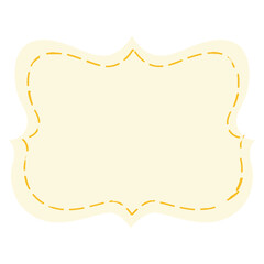 Ornate yellow vintage label frame with stitched border. Perfect for product packaging, invitations, certificates, or decorative designs. Blank template for stylish text, branding, or creative layout.