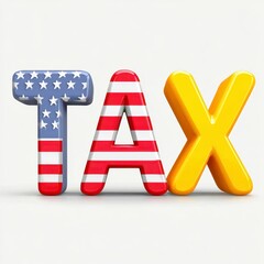 Obraz premium American Flag Themed Tax Word in 3D