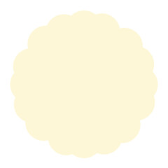 Scalloped round label with a pastel cream center and orange stitched border. Perfect for packaging, crafts, logos, or text placement in vintage or handmade-style designs.