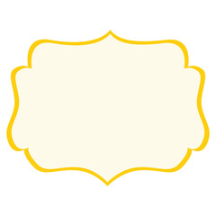 Ornate yellow vintage label frame with stitched border. Perfect for product packaging, invitations, certificates, or decorative designs. Blank template for stylish text, branding, or creative layout.