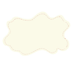 Soft pastel wavy label frame with light pink stitched border. Ideal for creative projects, notes, packaging, or children’s designs. Blank area for text or decoration.