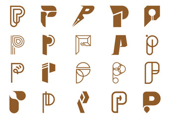 Initial Letter P Logo Element Set
