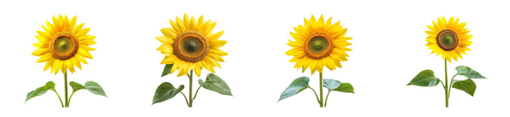 Fototapeta premium Blooming Sunflower Collection, Isolated on Black, cut out transparent