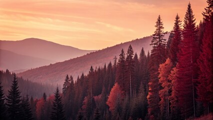 Autumn Mountain Landscape at Sunset