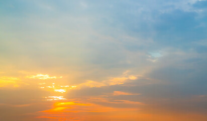 Sky sunset evening sunrise cloud weather dramatic landscape goldent and indigo color gradient pastel horizon, twilight yellow golden reflection morning nature environment energy ecosystem change.