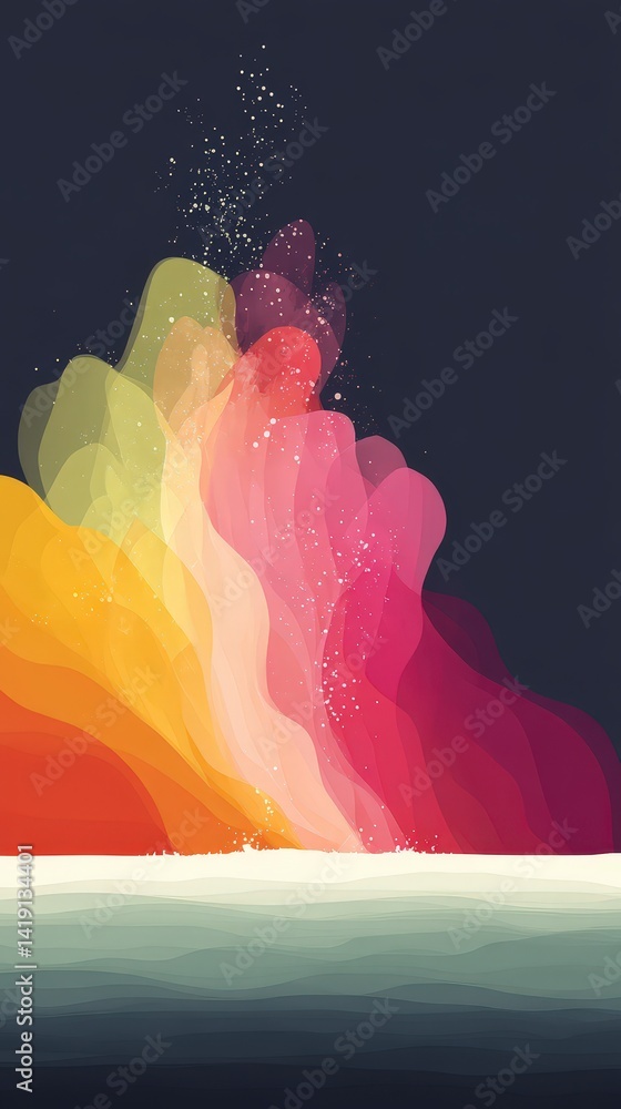 Aufkleber abstract colorful waves gradient background rainbow hues fluid design digital art mod