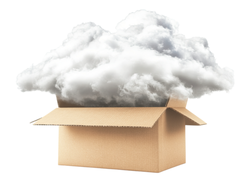 Cloud Computing Storage Concept: Digital Data in a Cardboard Box, Cloud Computing, Data Storage, Digital Information