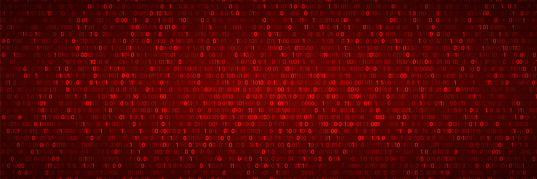 Vector streaming binary code red background. Data and technology, decryption and encryption, computer background numbers 1,0. Coding or Hacker concept. Vector illustration. eps 10