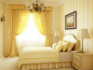 Cozy Yellow Bedroom with Elegant Decor and Natural Light