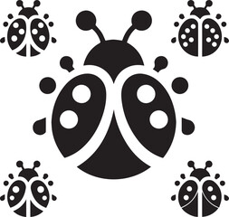 Black and White Ladybug Vector Icon Design