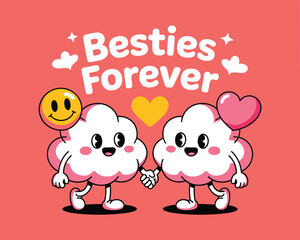 2d vector illustration card happy celebration day best friend forever design printable with lettering and design element 
