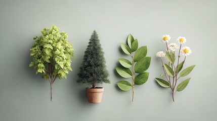 Fototapeta premium Aerial View of Greenery Plants Flowers Tree Top Shot