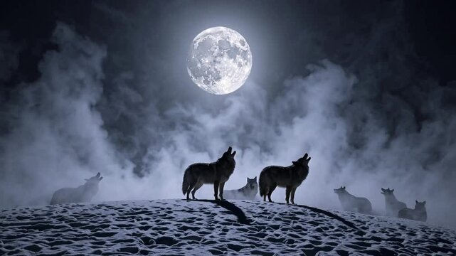 wolf howling at the moon
