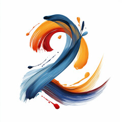 Number Two with Abstract Paint Swirls