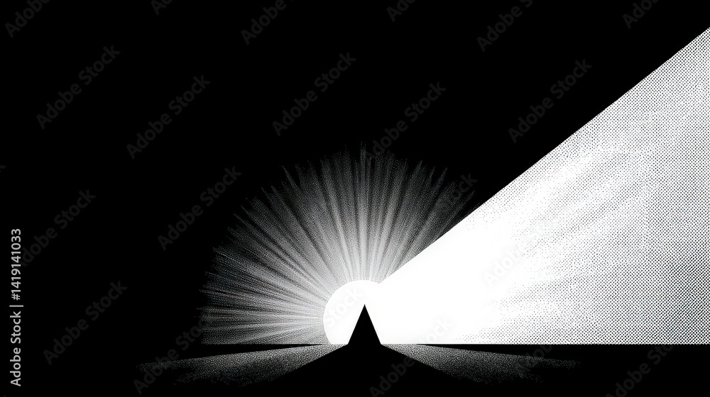 Poster abstract monochrome gradient background geometric prism halftone dots