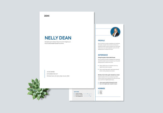 Minimal and Clean Resume CV Layout with Slate Blue Accents