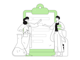 Medical characters fighting the epidemic flat vector concept operation hand drawn illustration
