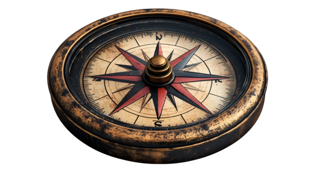 Nautical compass design, high-definition, realistic look, isolated on white background