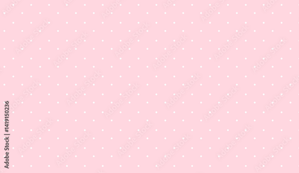 Poster seamless pink pattern with white polka dots creating a delicate and charming design