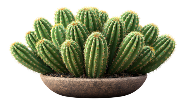 realistic cactus plant with multiple arms and thorns, isolated on white background