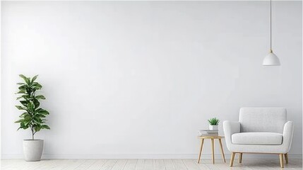 Modern Minimalist Living Room with Plant and Stylish Furniture