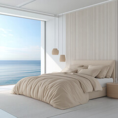 Serene Coastal Bedroom with Natural Light and Minimalist Decor
